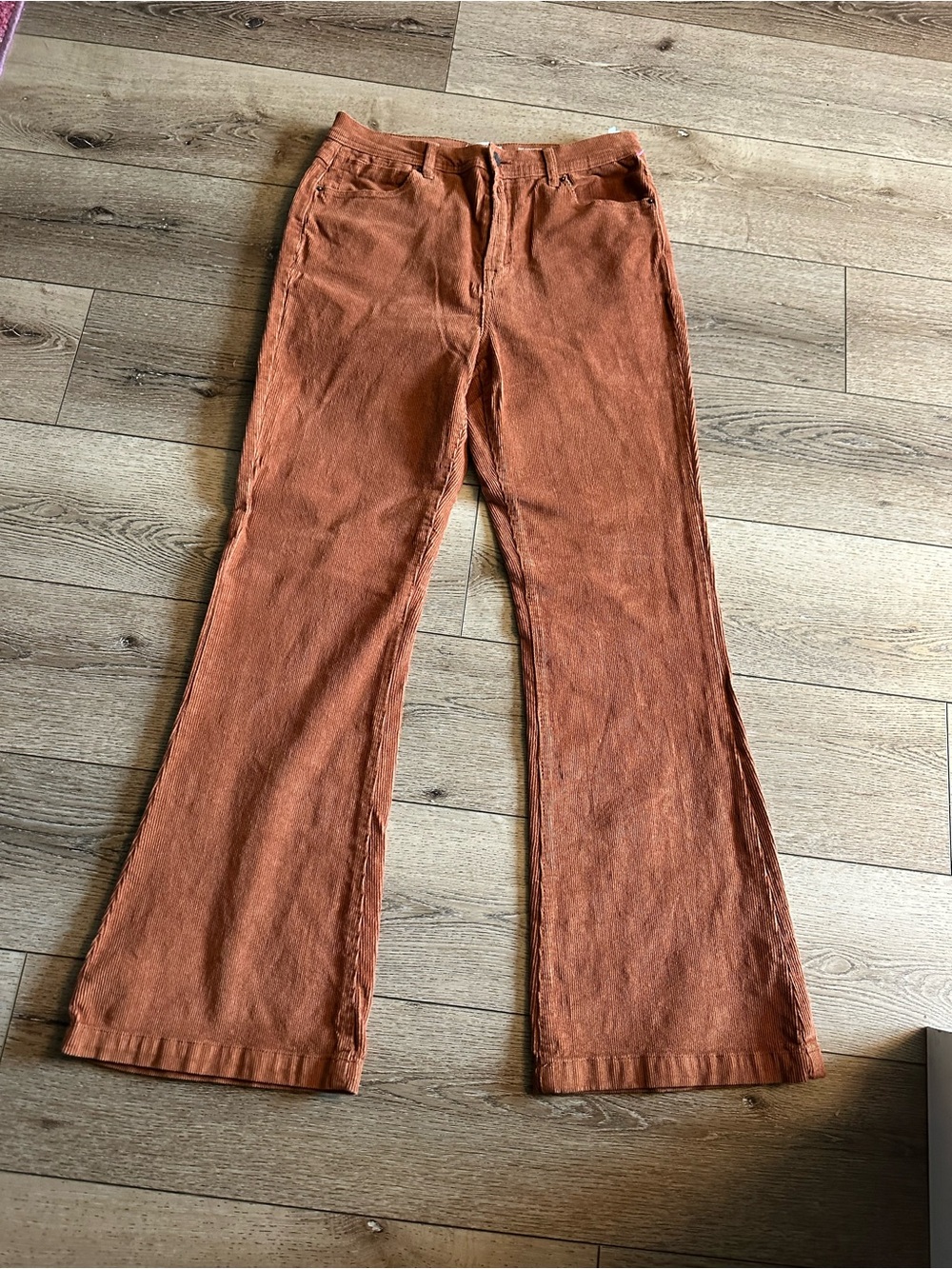 Kensie Rust Corduroy Wide-Leg Jeans